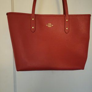 COACH TRUE RED PEBBLE LEATHER CITY TOTE